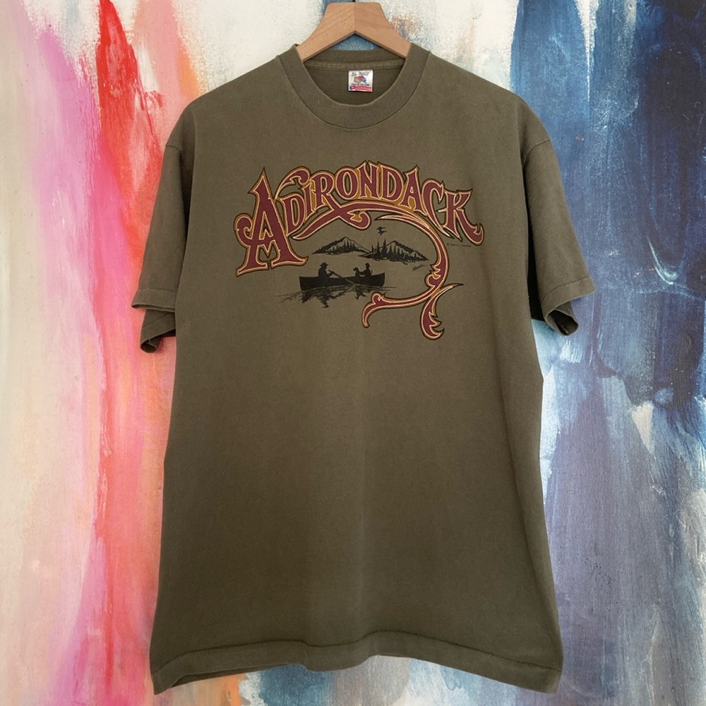 🔥VINTAGE🔥95’FOTLoom Single Stitch Made In USA 100% Cotton Adirondack T-shirt